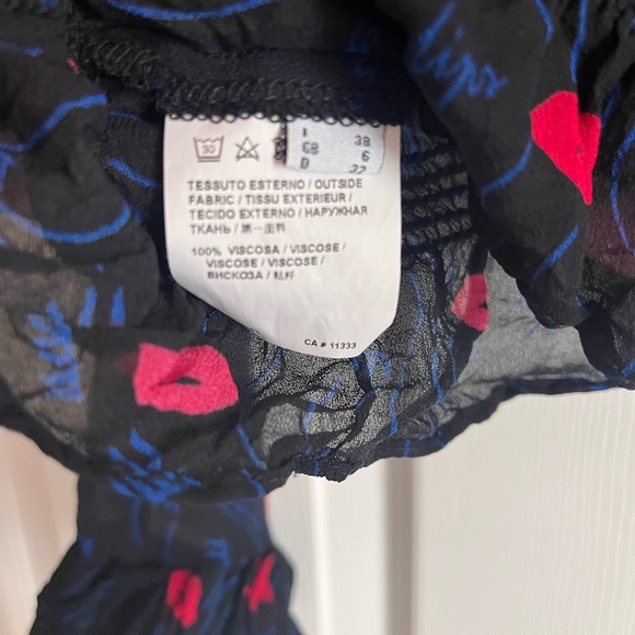Pinko Hearts Lips Stars Sheer Off the Shoulder Tie Blouse - Picture 2 of 5